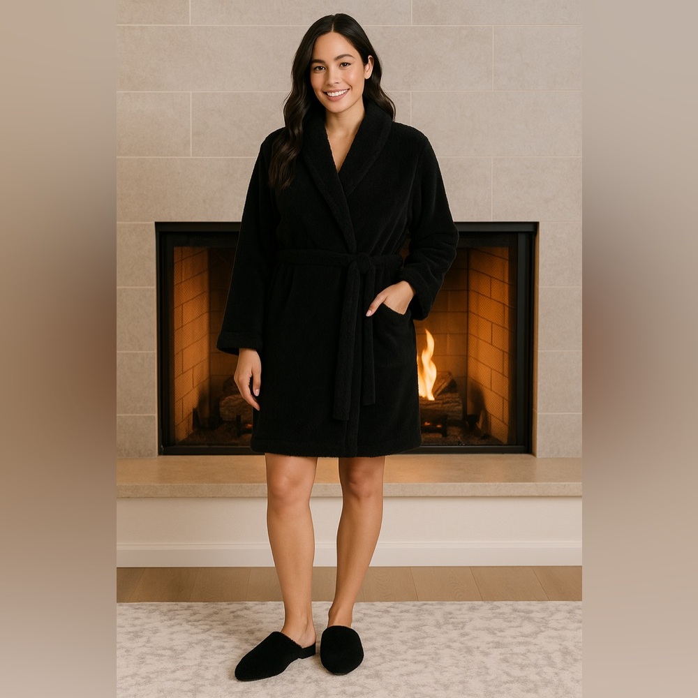 NIB Vince Camuto Samara Black Shearling Faux Fur Pointed Mule Slides Flats 9.5 - Picture 15 of 16